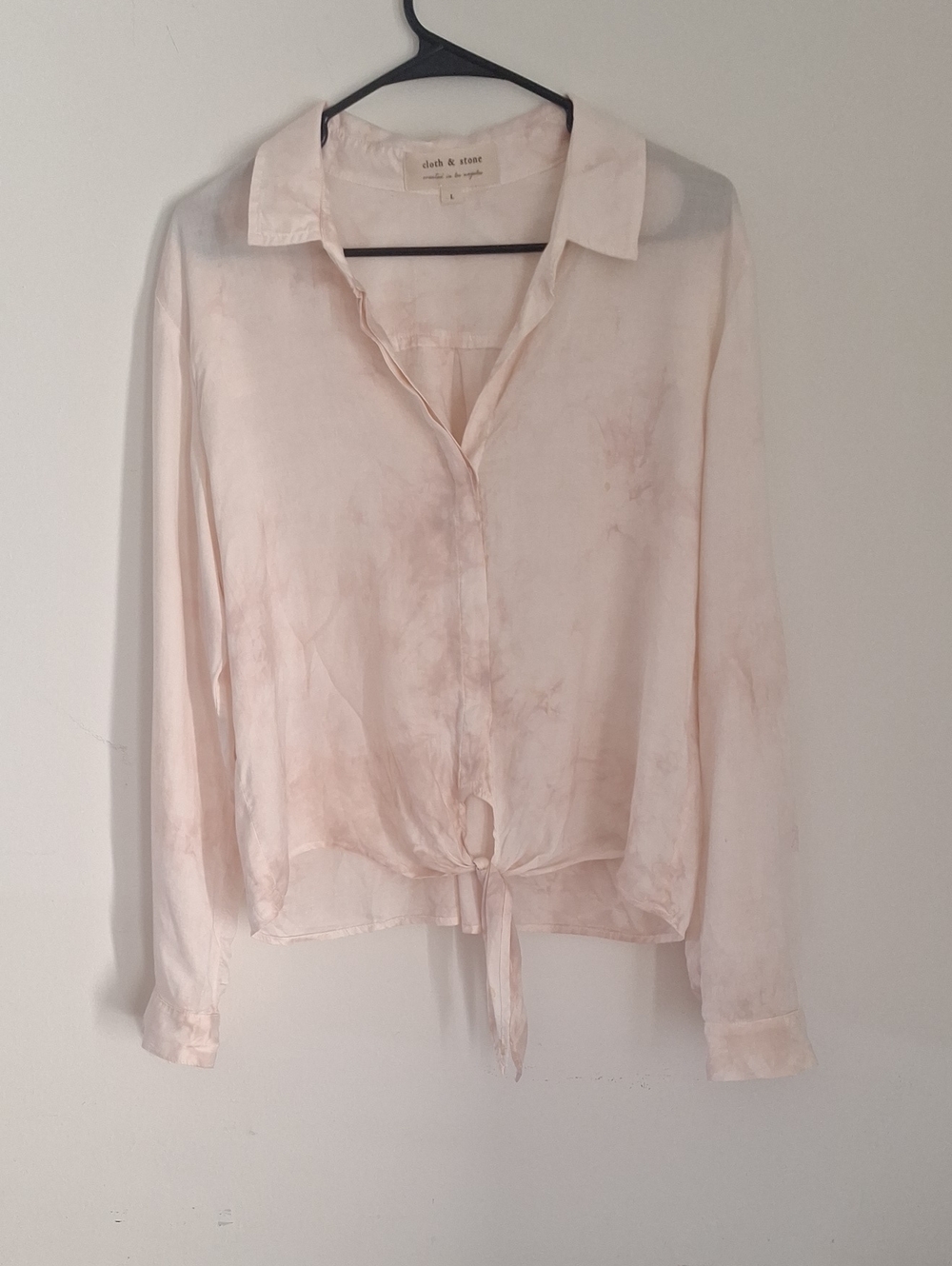 Gorgeous Delicate cloth & stone Pale Rose Blush Button Down Shirt sz L Nwt